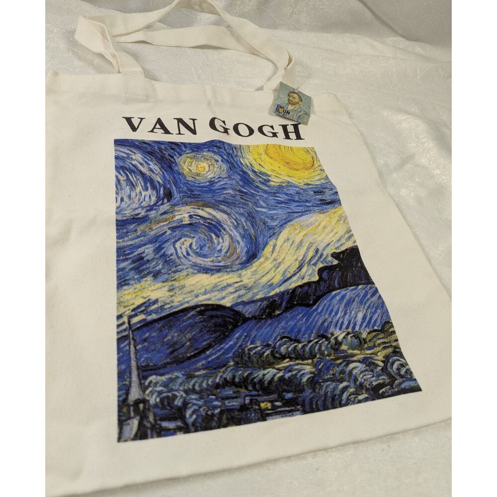 NWT Immersive Van Gogh Exhibit Starry Night Canvas Tote Bag 15.5x13.5 Dual Print